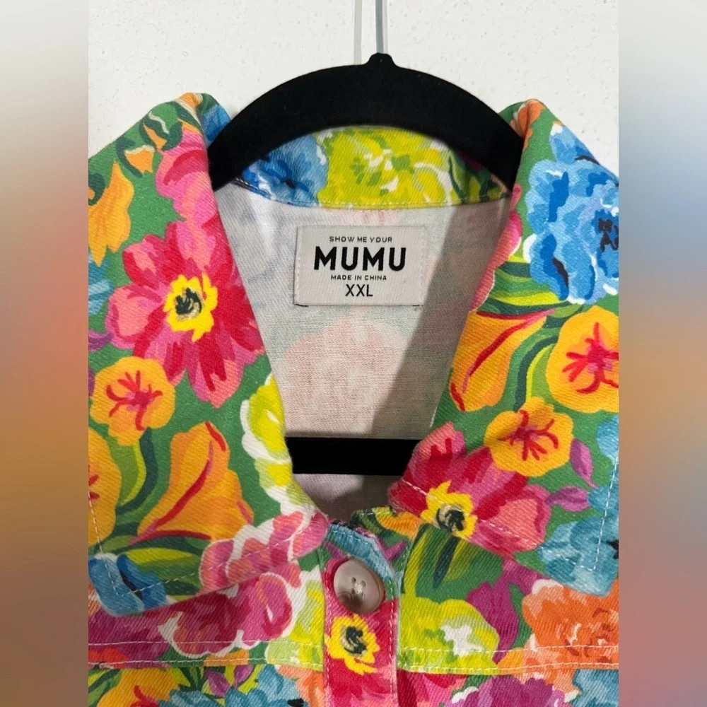 Show Me Your Mumu Cannon Denim Cotton Romper Bright Floral Soiree XXL - Picture 5 of 6